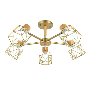 Люстра потолочная Золотистый, Светлое дерево/Золотистый E27 5*40Вт SLE110402-05 EVOLUCE