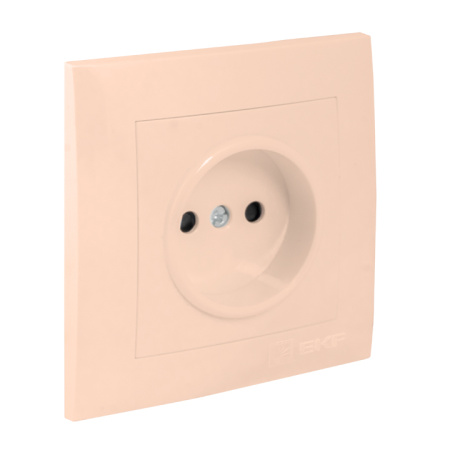 Валенсия Розетка 1-местная б/з 10А кремовая с защ, штор, EKF
