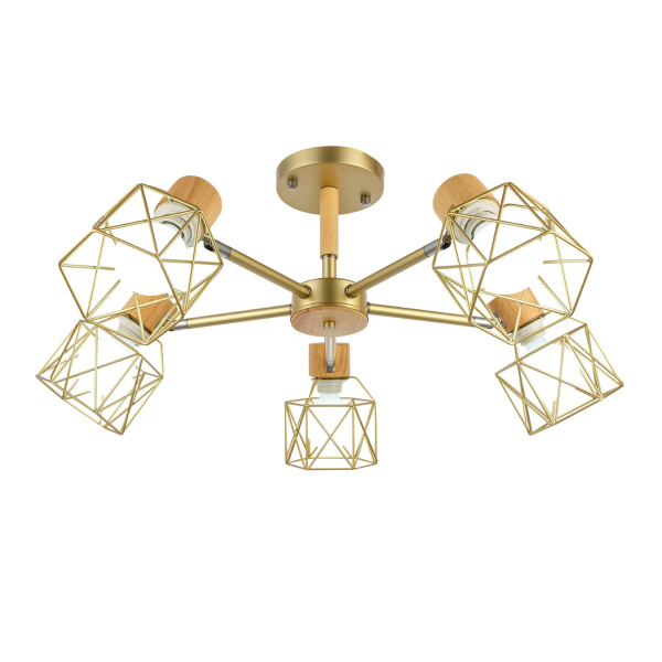 Люстра потолочная Золотистый, Светлое дерево/Золотистый E27 5*40Вт SLE110402-05 EVOLUCE