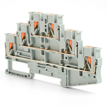 Зажим пружинный, 6-проводной проходной ЗНИ - 2,5, JXB PT 2,5, серый LD579-1-25 STEKKER