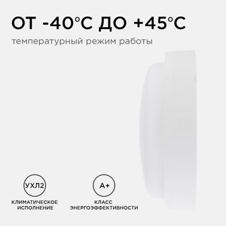 28-10 Светильник светодиодный герметичный 18Вт, 230В/50Гц, 1440Лм, 6500К, IP65, Ф175х55мм, круг, матовый, белый APEYRON