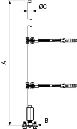 Молниеприемник с держателями, 2000 мм, медь DKC