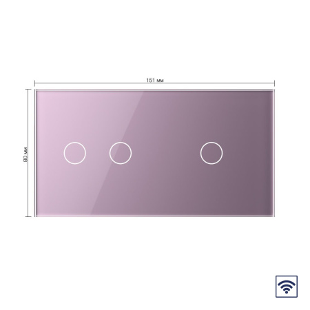 Сенсорный радиоуправляемый выключатель 3 клавиши (2-1), 2 поста Розовый Livolo