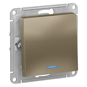 ATLASDESIGN Механизм выключателя СУ 1 кл. с подсветкой 10А шампань IP20 Schneider Electric