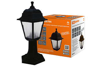 Светильник садово-парковый НТУ 04-60-001 четырехгранник, стойка, пластик, расс.пластик, черный TDM