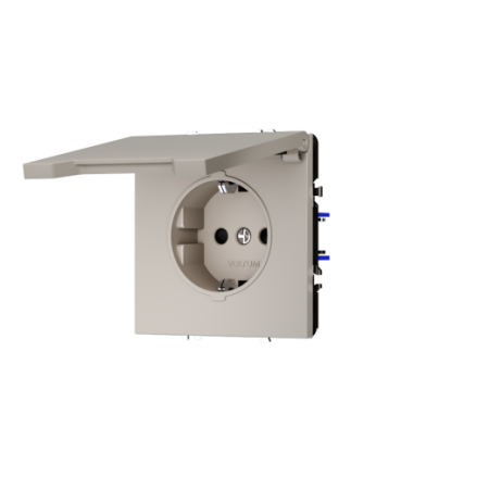 Розетка встраиваемая Voltum S70 с заземлением, защитными шторками и крышкой 16А, (кашемир)