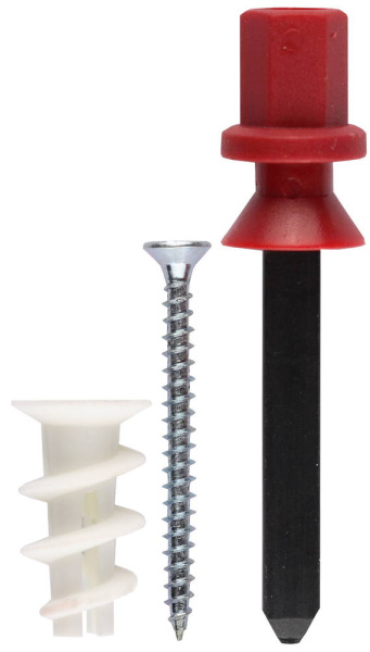 Дюбель нейлоновый, тип "Дрива", для гипсокартона в комплекте с установочной насадкой для дрели, с оцинкованным саморезом, 23 мм, 8 шт, ЗУБР