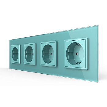 Розетка 4 модуля Зеленая Livolo