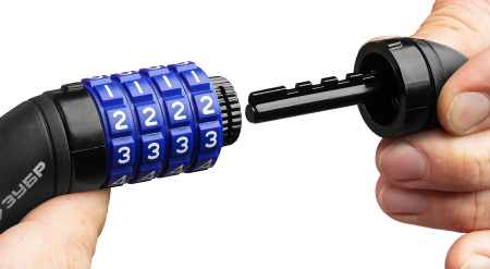 Замок "Профессионал", тросовый, кодовый, с изменяемым кодом, длина троса - 950мм, d 10мм ЗУБР