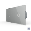 Сенсорный радиоуправляемый выключатель 2 клавиши (1-1), 2 поста Серый Livolo
