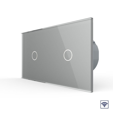 Сенсорный радиоуправляемый выключатель 2 клавиши (1-1), 2 поста Серый Livolo