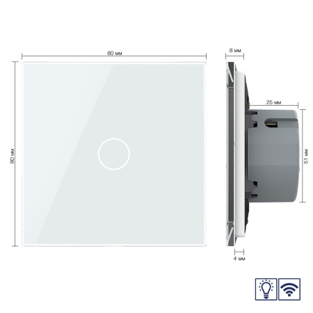 Сенсорный радиоуправляемый диммер 1 клавиша 1 пост Белый Livolo