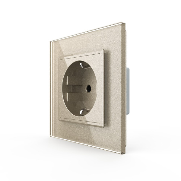 Розетка электрическая 16А 1 пост, цвет шампань Livolo