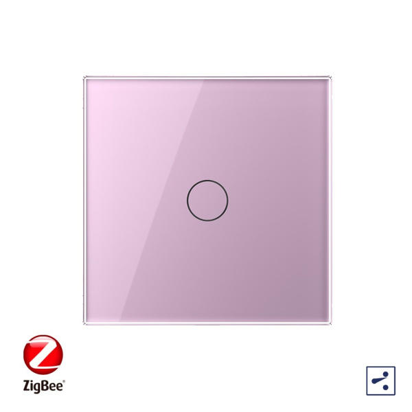 Сенсорный проходной выключатель ZigBee (Wi-Fi) 1 клавиша 1 пост Розовый Livolo