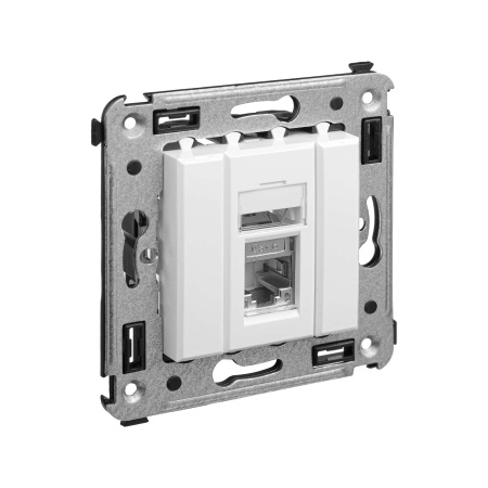Компьютерная розетка RJ-45 в стену, кат.6 одинарная экранированная, "Avanti", "Белое облако" DKC
