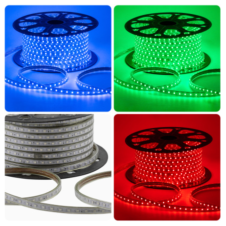 O17-10 Светодиодная лента 220В, 8Вт/м, smd5050, 60д/м, IP65, размер 15х7мм, 50м, RGB (шнур - PS3-52) APEYRON