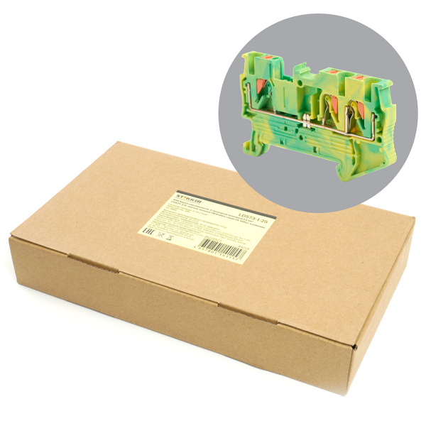 Зажим пружинный, 3-проводной проходной ЗНИ - 2,5, JXB PT 2.5 TW, желтый, зеленый LD573-1-25 STEKKER