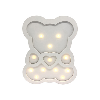 12-176 Светодиодный ночник "Мишка", теплый белый, 2хААА, МДФ, 240х33х298мм APEYRON