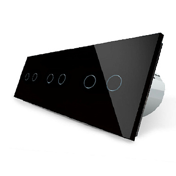 Сенсорный выключатель 6 клавиш (2-2-2), 3 поста Черный Livolo