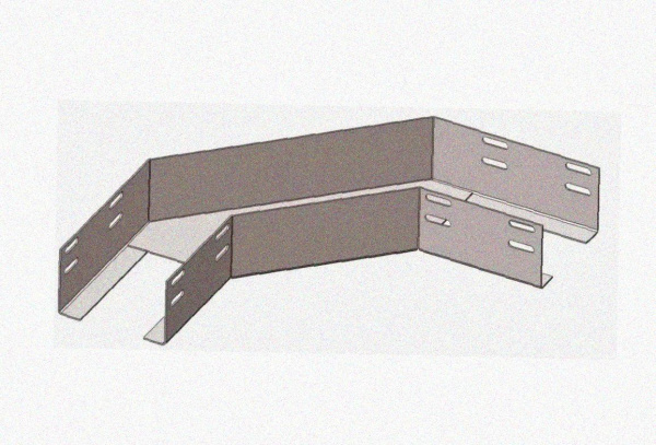 Лоток угловой замковый перфорированный КГЗ 200х85-90 УХЛ1 поворот на 90, оцинкованный лист, S1,5
