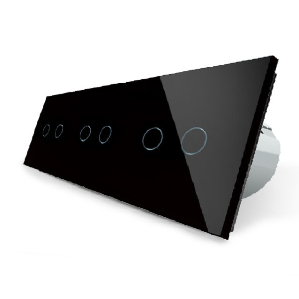 Сенсорный выключатель 6 клавиш (2-2-2), 3 поста Черный Livolo