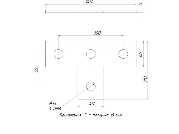 STRUT-пластина Т-образная 4 отверстия HDZ EKF