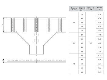 Ответвитель T-образ, лестничный 50х100мм EKF