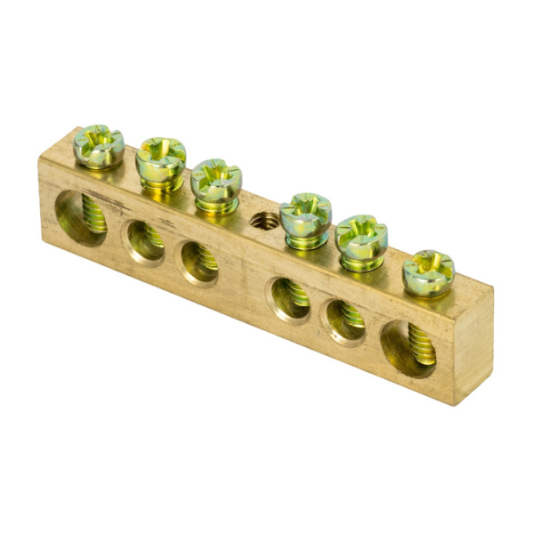 Шина PEN "ноль-земля" (6х9мм) 6 отверстий латунь крепеж по центру розничный стикер PROxima EKF