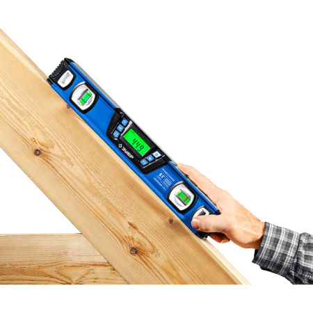 Уровень-уклономер 2 в 1, 400 мм, Диапазон 0-90°, Точность ±0,1°, Подсветка экрана, Профессионал ЗУБР