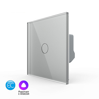 Одноклавишный умный сенсорный выключатель EC, 1 пост, цвет серый Livolo