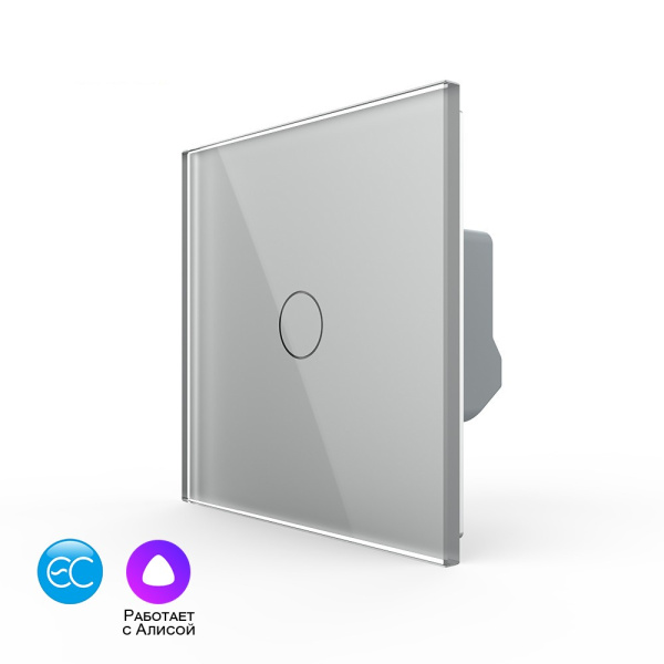 Одноклавишный умный сенсорный выключатель EC, 1 пост, цвет серый Livolo