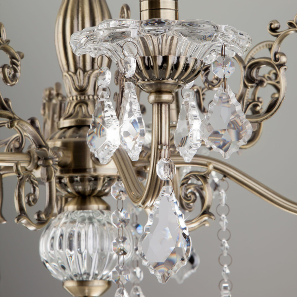 Люстра с хрусталем 5*E14 60Вт античная бронза IP20 Elisha (3281/5 античная бронза) Eurosvet