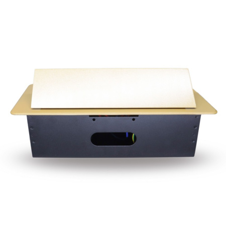 Розетка горизонтальная выдвижная 2 Euro 16А, 2 USB A с блоком 5В/2.1А, RJ45 RocketSocket, проводка, цвет золотой