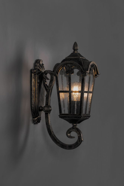 Светильник садово-парковый Feron PL102 четырехгранный на стену вверх 60W 230V E27, черное золото