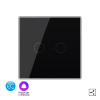 Двухклавишный проходной умный сенсорный выключатель EC, 1 пост, цвет черный Livolo