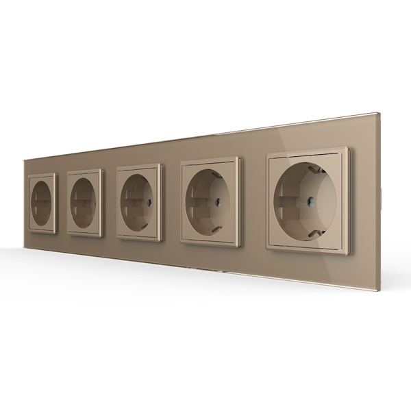 Розетка 5 модулей Золотая Livolo