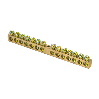 Шина PEN "ноль-земля" (6х9мм) 14 отверстий латунь крепеж по центру розничный стикер PROxima EKF