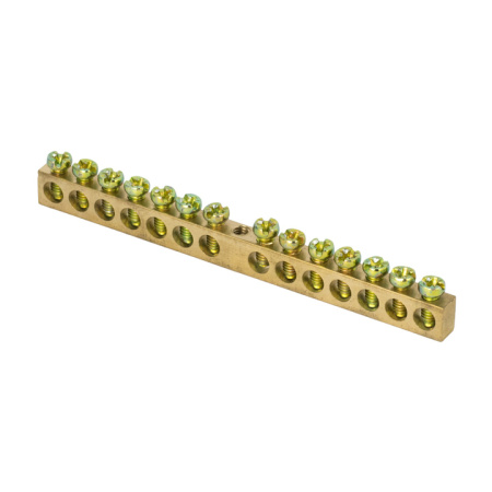 Шина PEN "ноль-земля" (8х12мм) 14 отверстий латунь крепеж по центру розничный стикер PROxima EKF