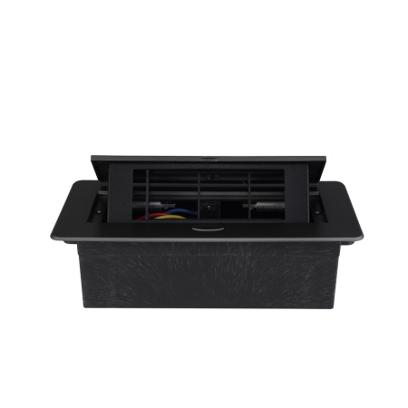 Выдвижной горизонтальный модуль RocketSocket в столешницу для розеток Livolo 3 поста, темно-серый