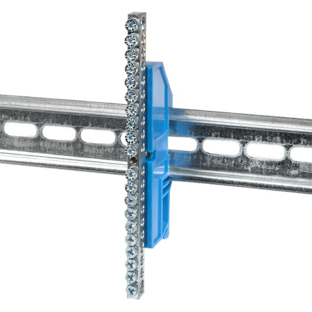 Шина "0" N (6x9мм) 20 отв, цинк синий изолятор на DIN-рейку PROxima EKF