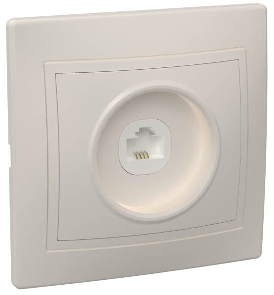 Розетка 1-местная телефонная РТ10-ККм КВАРТА кремовый IEK