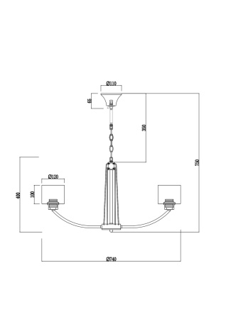 Люстра 8*E27 60Вт Черный и Хром IP20 Teodora FR5003PL-08B Freya