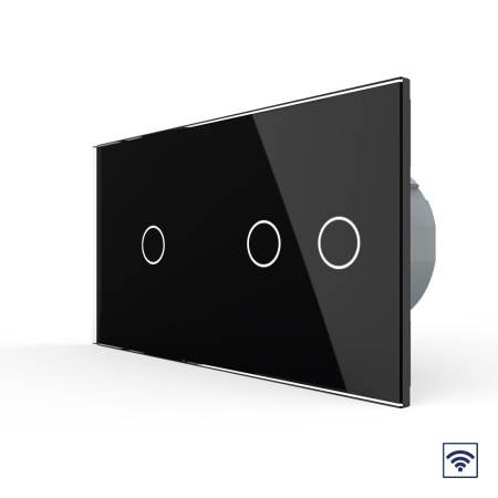 Сенсорный радиоуправляемый выключатель 3 клавиши (1-2), 2 поста Черный Livolo