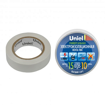 Изолента ПВХ 15мм (10м) UIT-135P белый Uniel