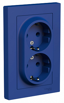 ATLASDESIGN Розетка двойная с заземлением 16А, аквамарин Schneider Electric