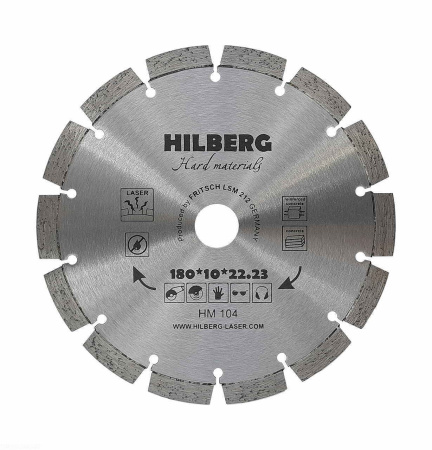 Диск алмазный отрезной 180*22,23 Hard Materials Лазер HM104 Hilberg
