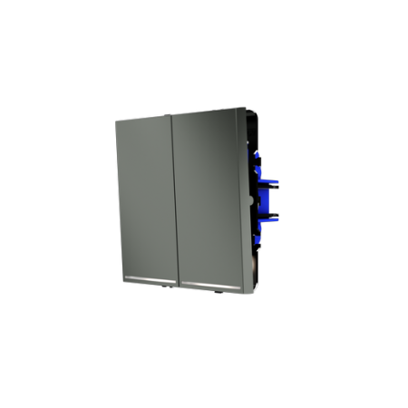 Проходной переключатель встраиваемый Voltum S70 двухклавишный с подсветкой 10А, (титан)