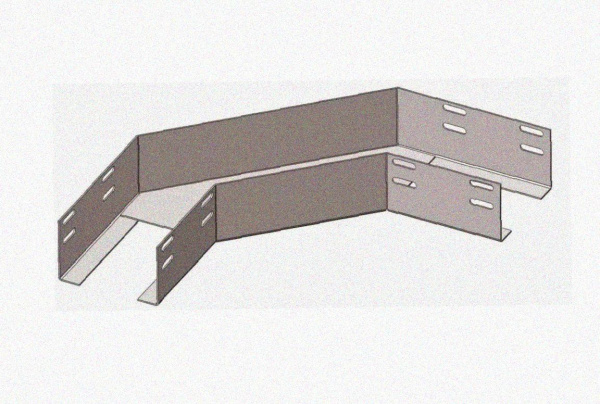 Лоток угловой замковый перфорированный КГЗ 150х100-135 УТ1,5 поворот на 135, оцинкованный лист S1,0
