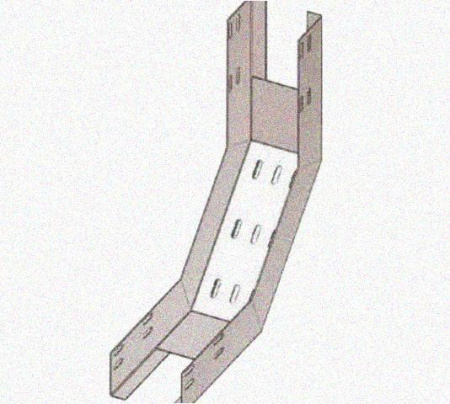 Лоток перфорированный КП 250х80-90 УТ1,5 для поворота трассы вверх на 90, оцинкованный лист S1,5