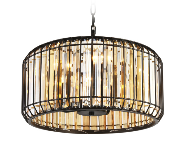 Подвесная люстра с хрусталем TR5811 DCF/TI темный кофе/янтарь E14/5 max 40W D400*650 Ambrella Light